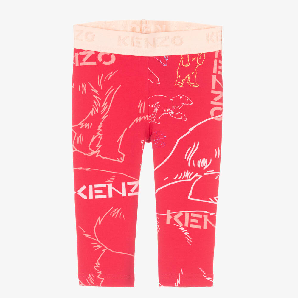 KENZO KIDS - Girls Pink Cotton Leggings | Childrensalon