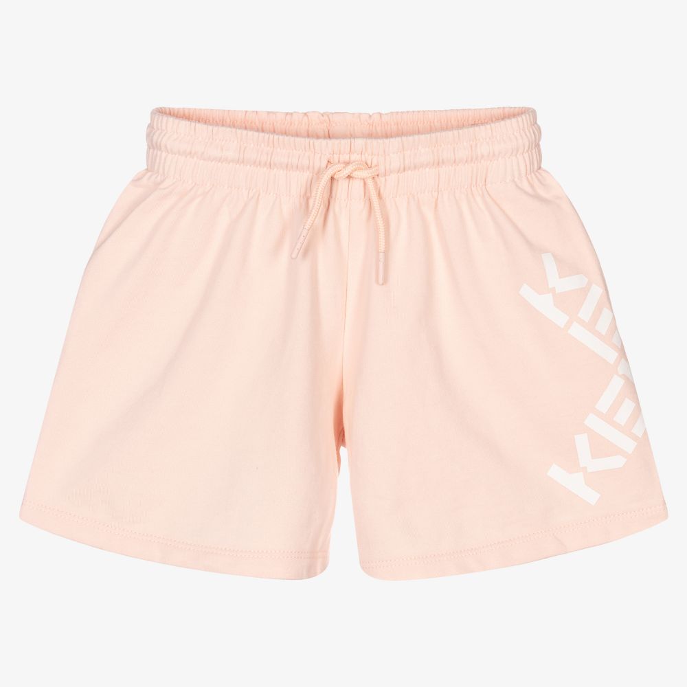 KENZO KIDS - Girls Pink Cotton Logo Shorts | Childrensalon