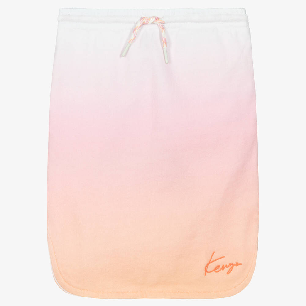 KENZO KIDS - Girls Pink Cotton Logo Skirt  | Childrensalon