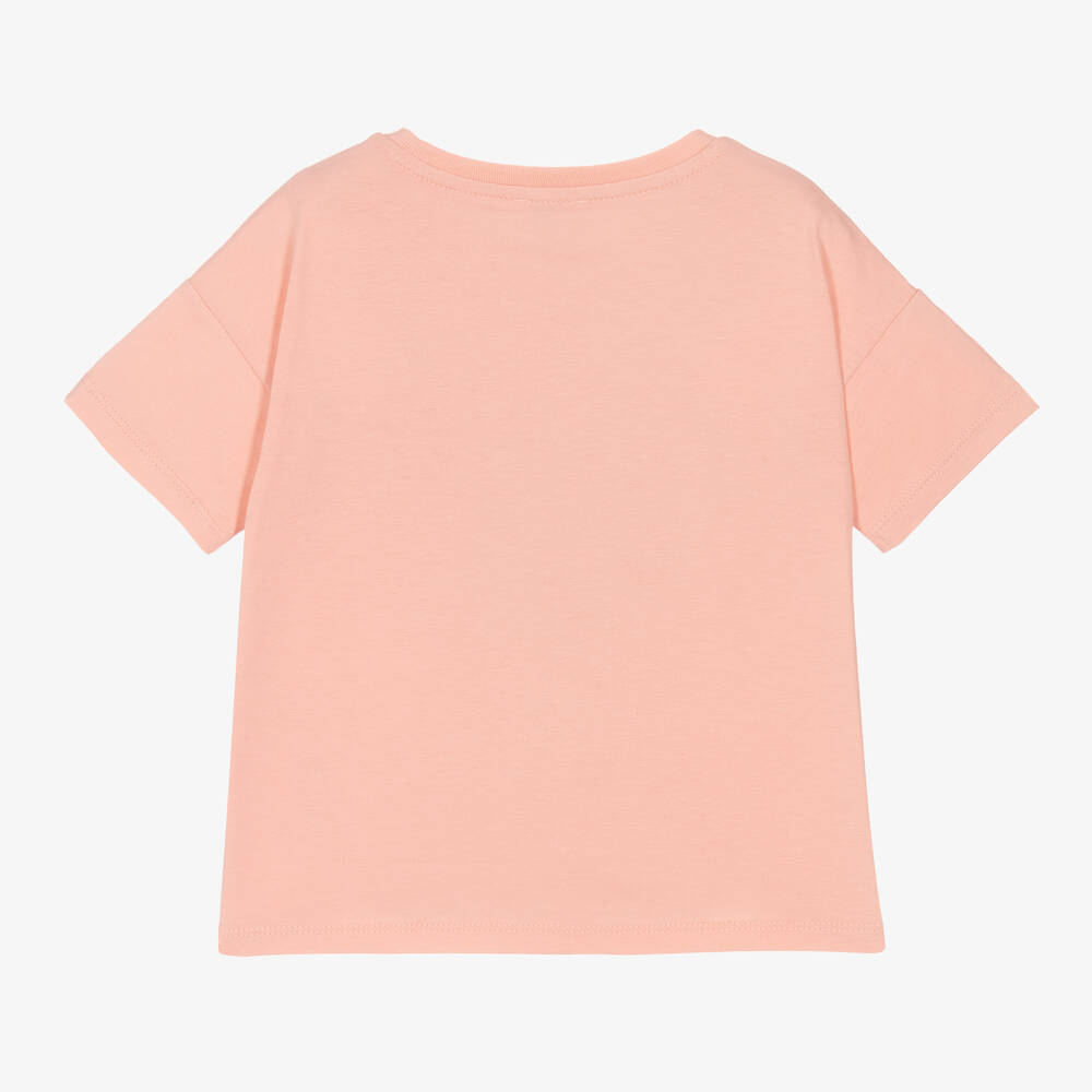 KENZO KIDS - Girls Pink Cotton Logo T-Shirt | Childrensalon