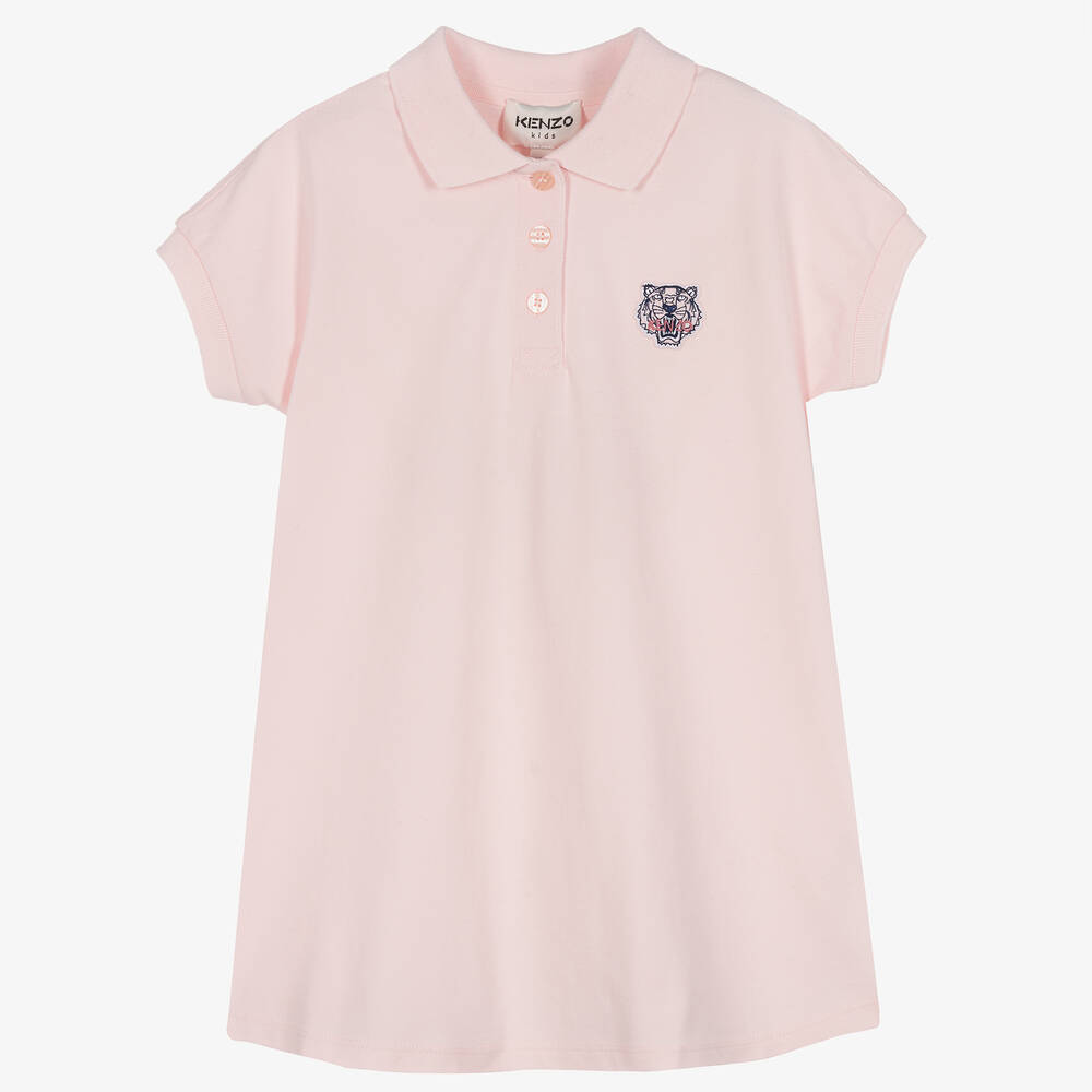 KENZO KIDS - Girls Pink Cotton Piqué Polo Dress | Childrensalon