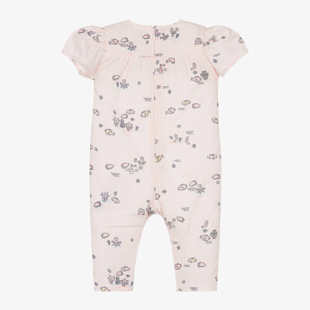 KENZO KIDS-أوفرول رومبر قطن لون زهري للمولودات | Childrensalon Outlet