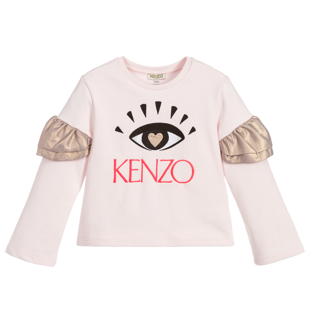 KENZO KIDS - Girls Pink Cotton Sweatshirt | Childrensalon