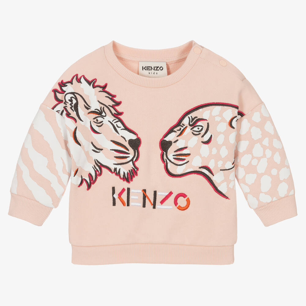 KENZO KIDS - Girls Pink Cotton Sweatshirt | Childrensalon