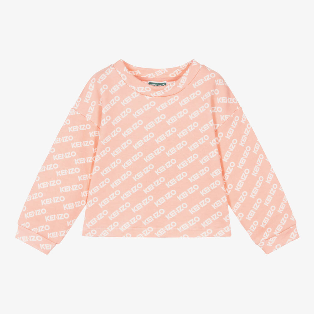 KENZO KIDS-Розовый хлопковый свитшот для девочек | Childrensalon Outlet