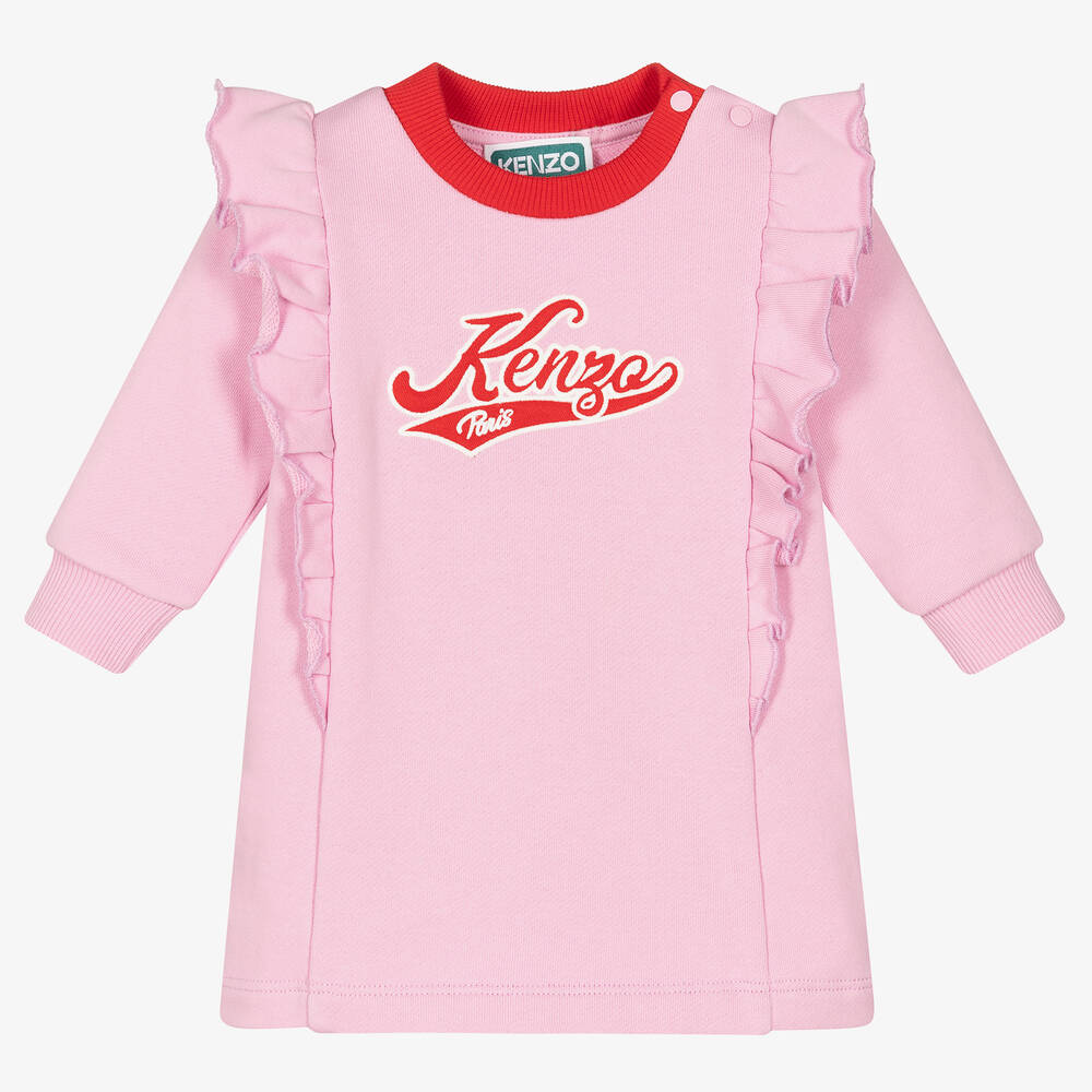 KENZO KIDS-Розовое хлопковое платье-свитшот для девочек | Childrensalon Outlet