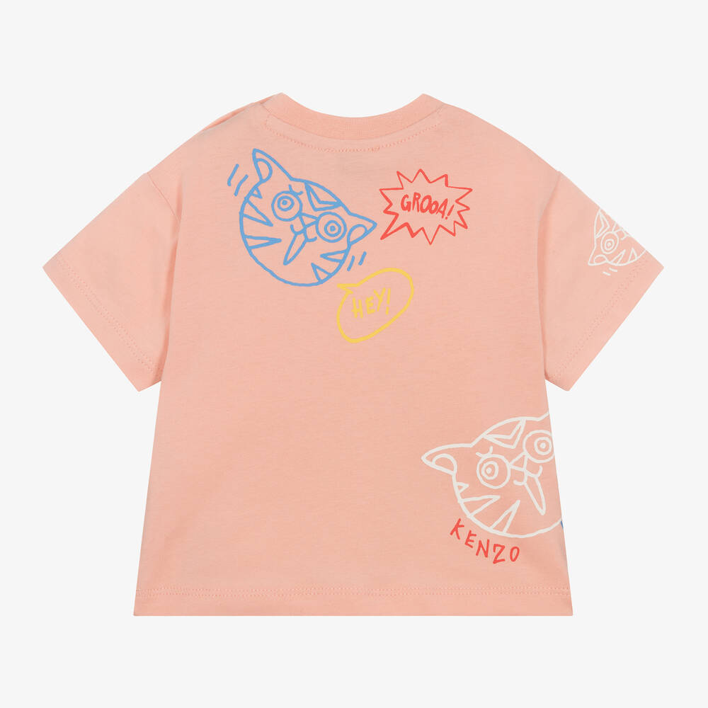 KENZO KIDS-تيشيرت قطن عضوي لون زهري للبنات | Childrensalon Outlet