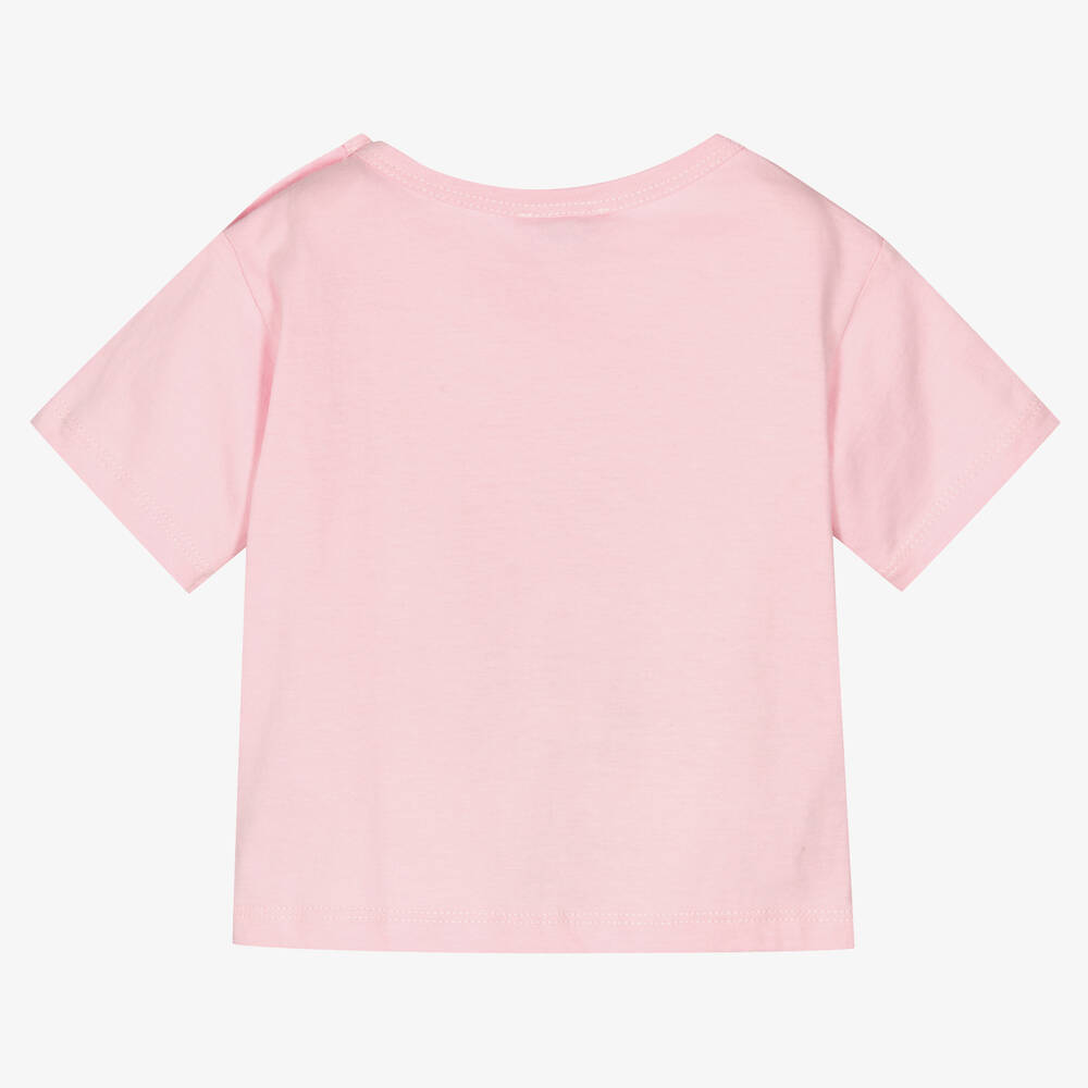 KENZO KIDS - Girls Pink Cotton Varsity Tiger T-Shirt