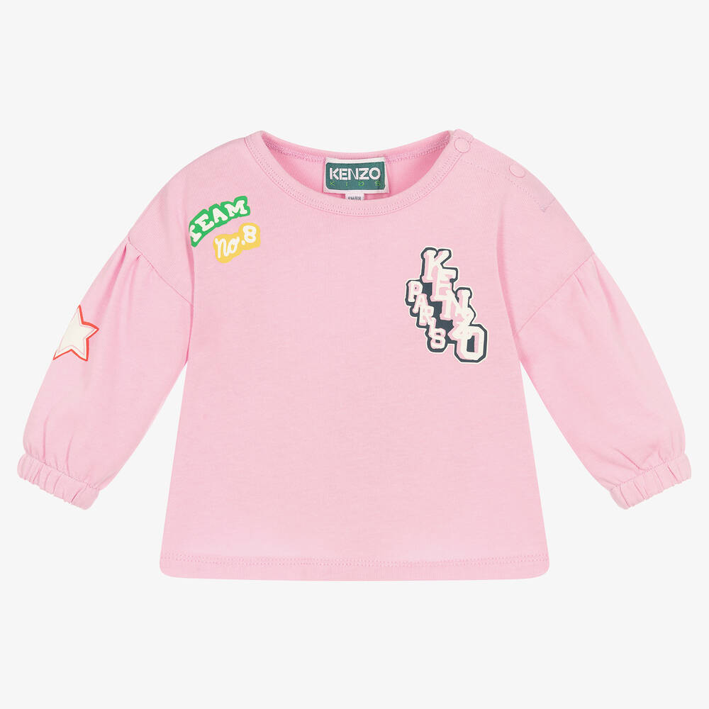 KENZO KIDS-Розовый хлопковый топ для девочек | Childrensalon Outlet