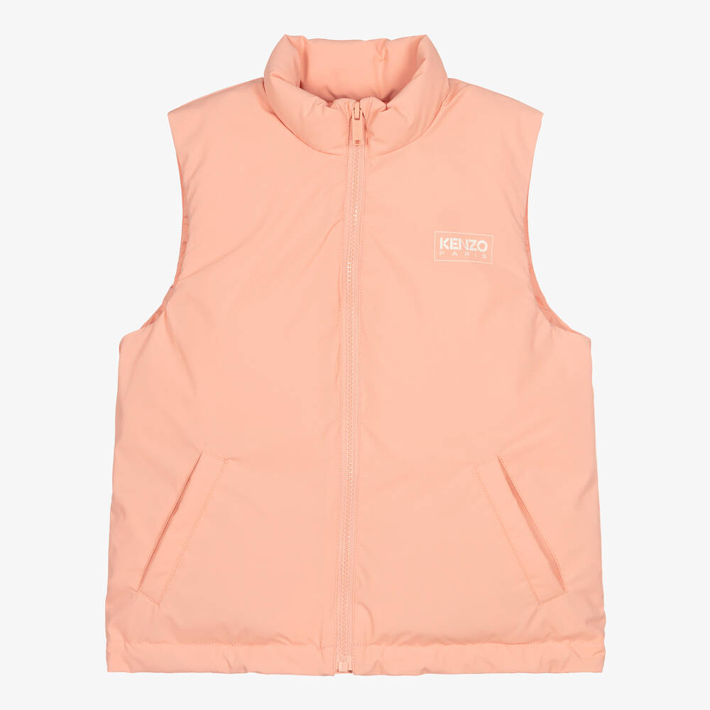 KENZO KIDS - Girls Pink Down Padded Box Gilet | Childrensalon