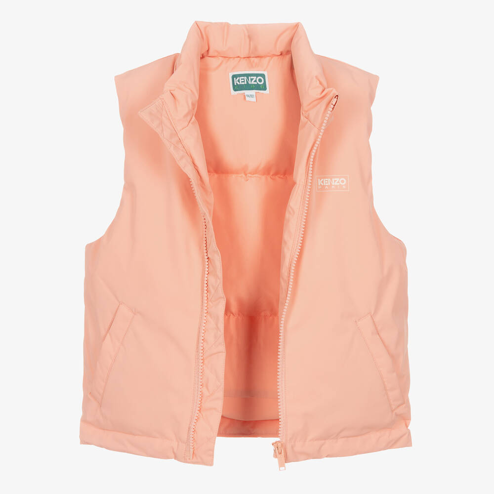 KENZO KIDS-Розовый пуховый жилет для девочек | Childrensalon Outlet