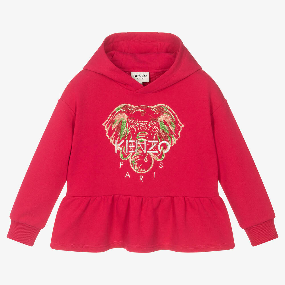 KENZO KIDS - Pinker Kapuzenpulli mit Elefant | Childrensalon