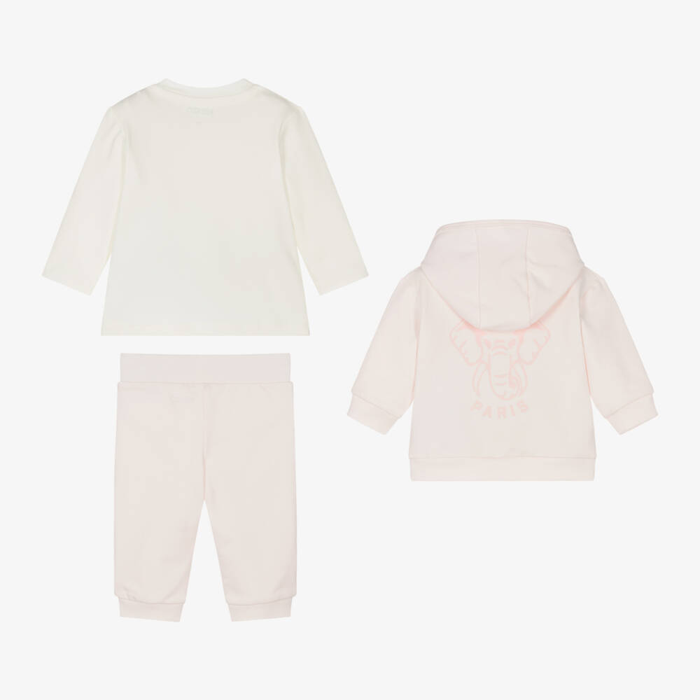 KENZO KIDS-Girls Pink Elephant Hoodie Set | Childrensalon Outlet