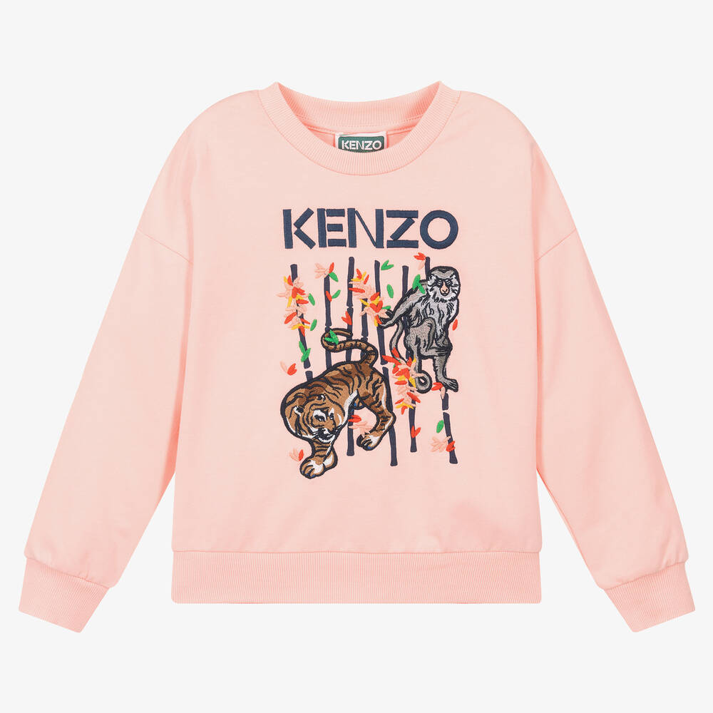 KENZO KIDS - سويتشيرت قطن لون زهري للبنات | Childrensalon