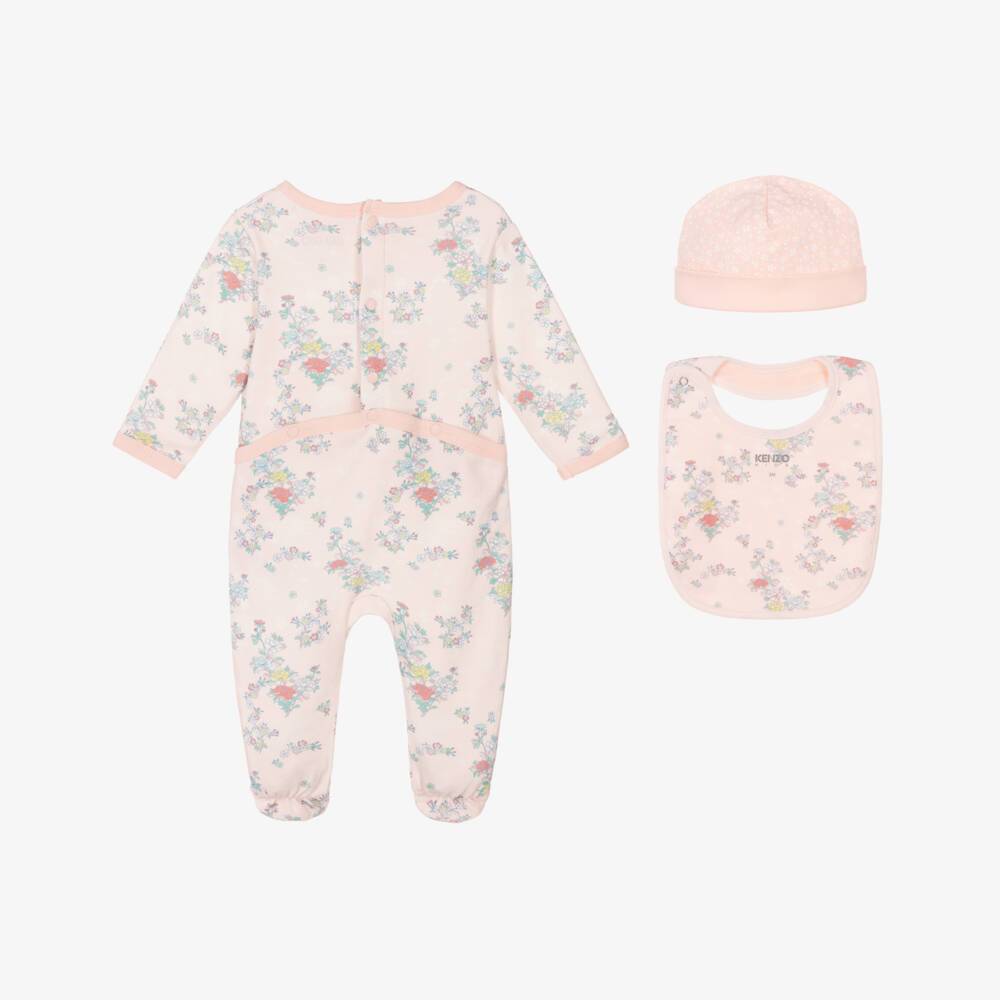KENZO KIDS-Girls Pink Floral Cotton Ensemble | Childrensalon Outlet