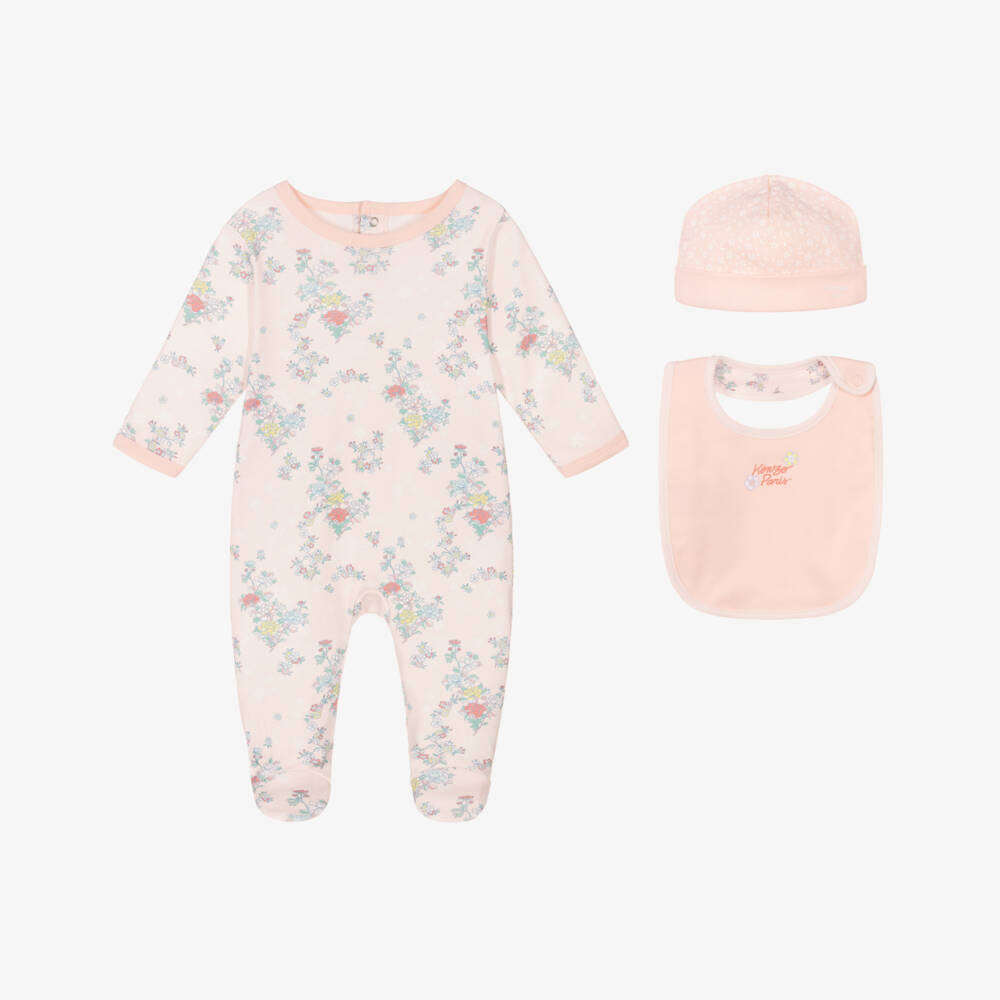 KENZO KIDS-Girls Pink Floral Cotton Ensemble | Childrensalon Outlet