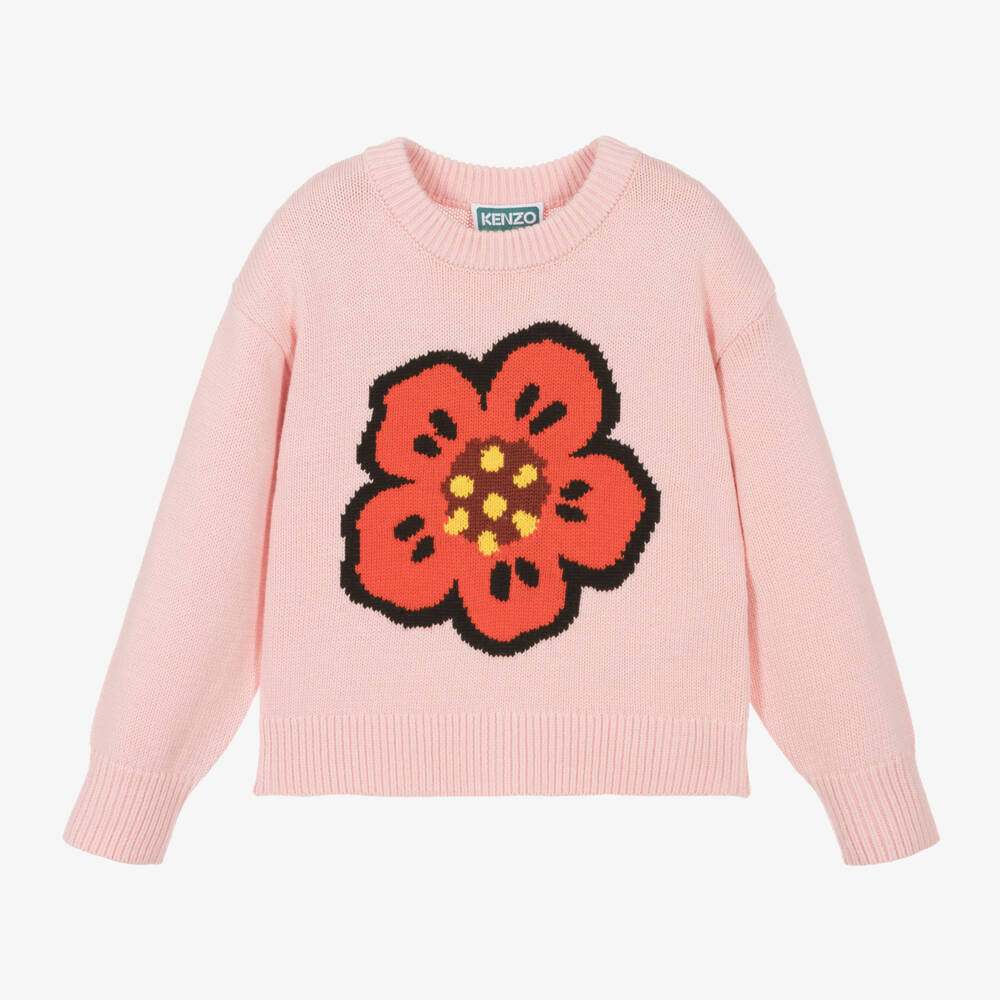 KENZO KIDS-Girls Pink Floral Knit Jumper | Childrensalon Outlet