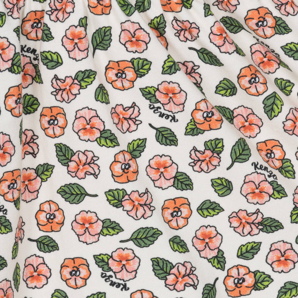 KENZO KIDS - Girls Pink Floral Print Cotton Dress