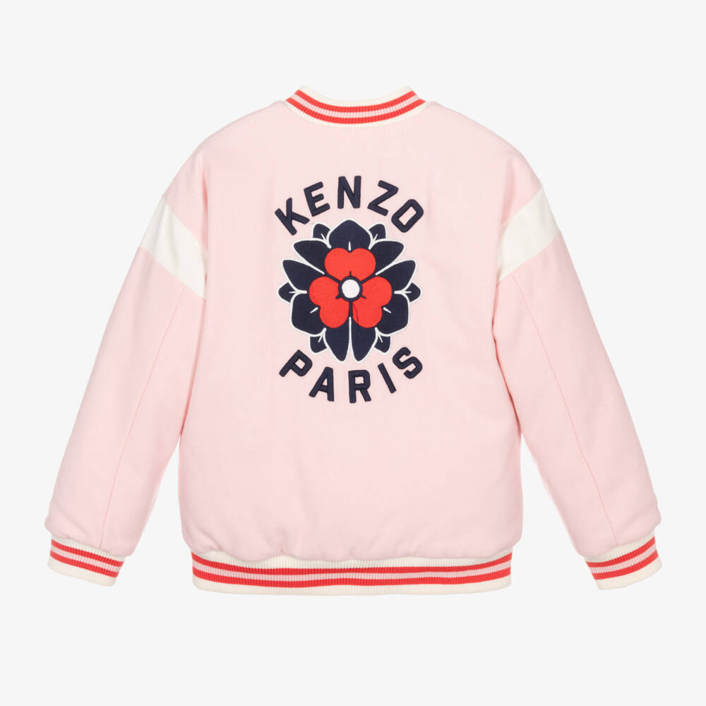 KENZO KIDS-Girls Pink Floral Wool Bomber | Childrensalon Outlet