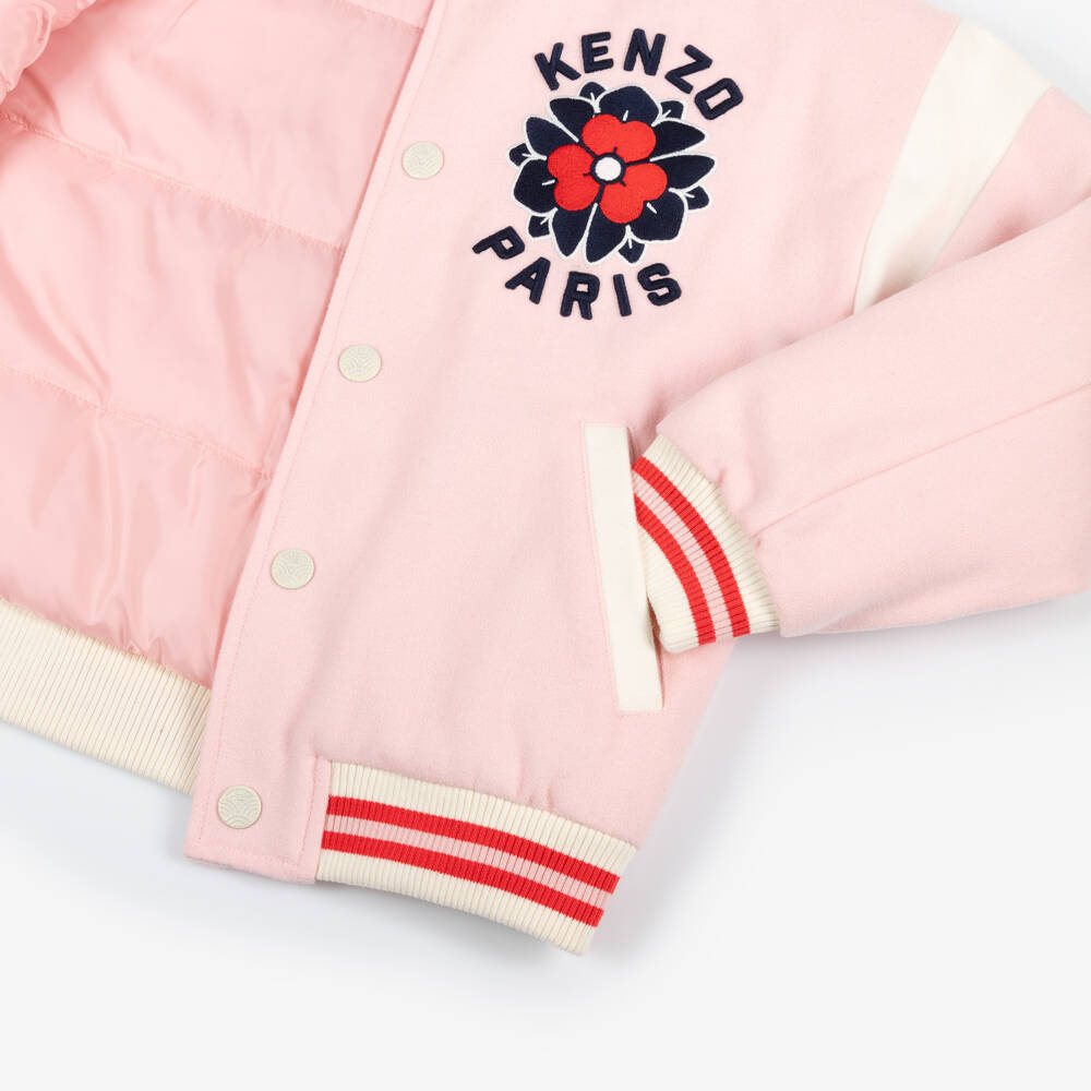 KENZO KIDS-Girls Pink Floral Wool Bomber | Childrensalon Outlet