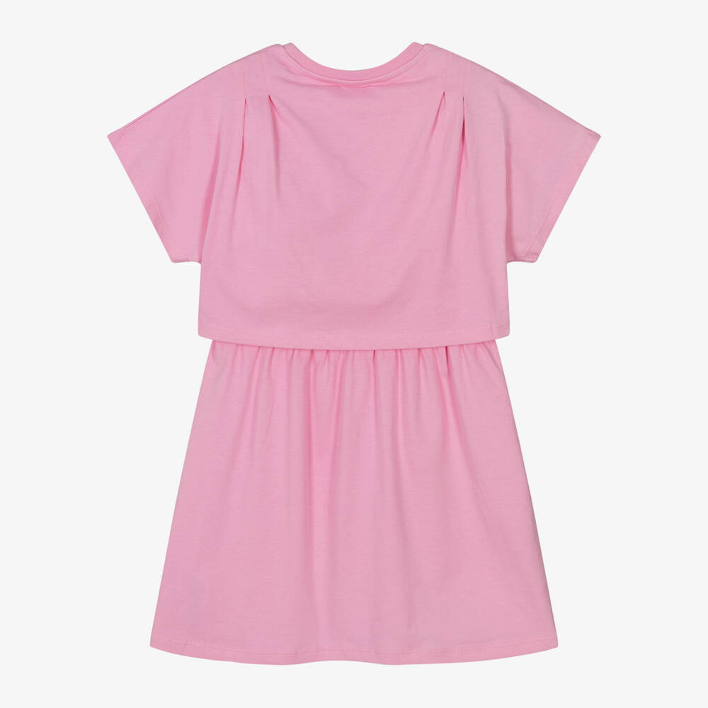 KENZO KIDS-فستان قطني وردي للبنات بشعار الفاكهة | Childrensalon Outlet