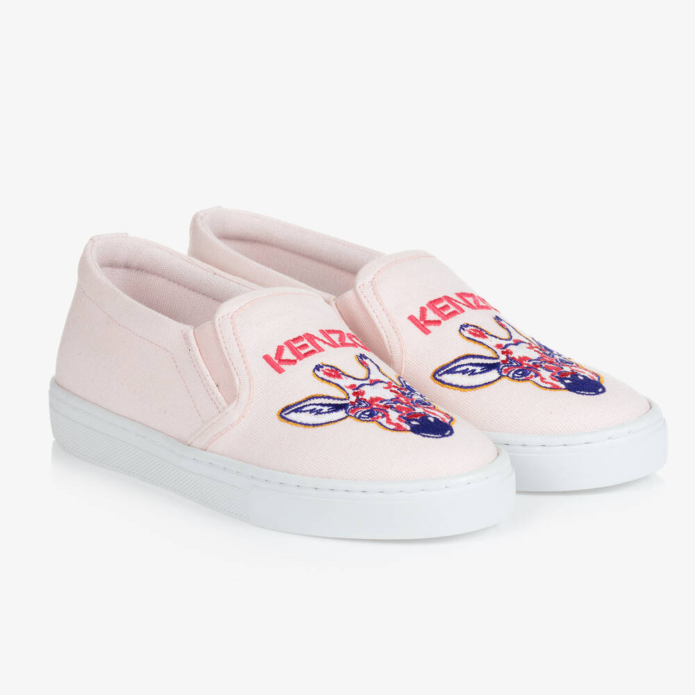 Girls Pink Giraffe Slip On Trainers