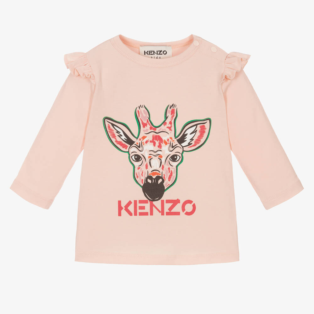 KENZO KIDS - Girls Pink Giraffe Top  | Childrensalon