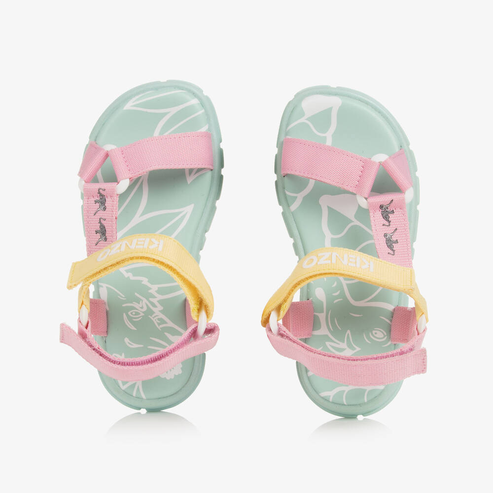 KENZO KIDS-Розово-зеленые сандалии на липучке | Childrensalon Outlet