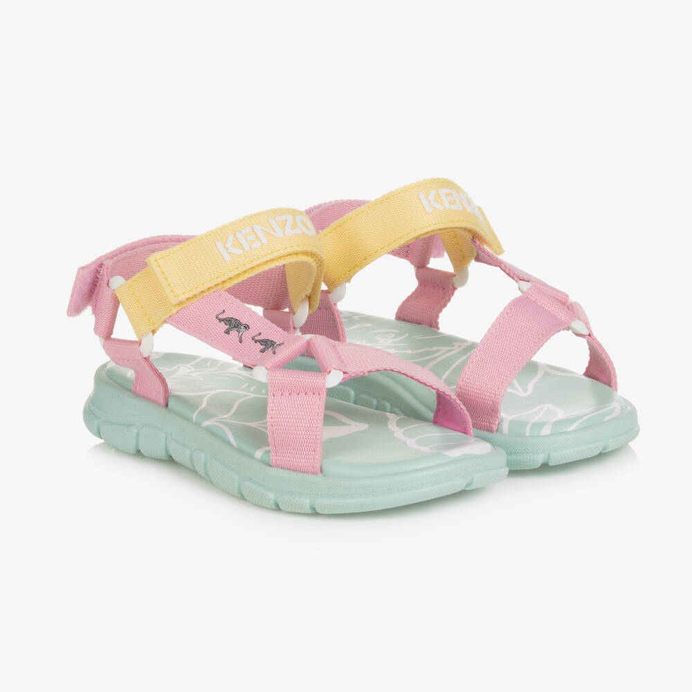 KENZO KIDS - Klett-Sandalen in Rosa und Grün | Childrensalon