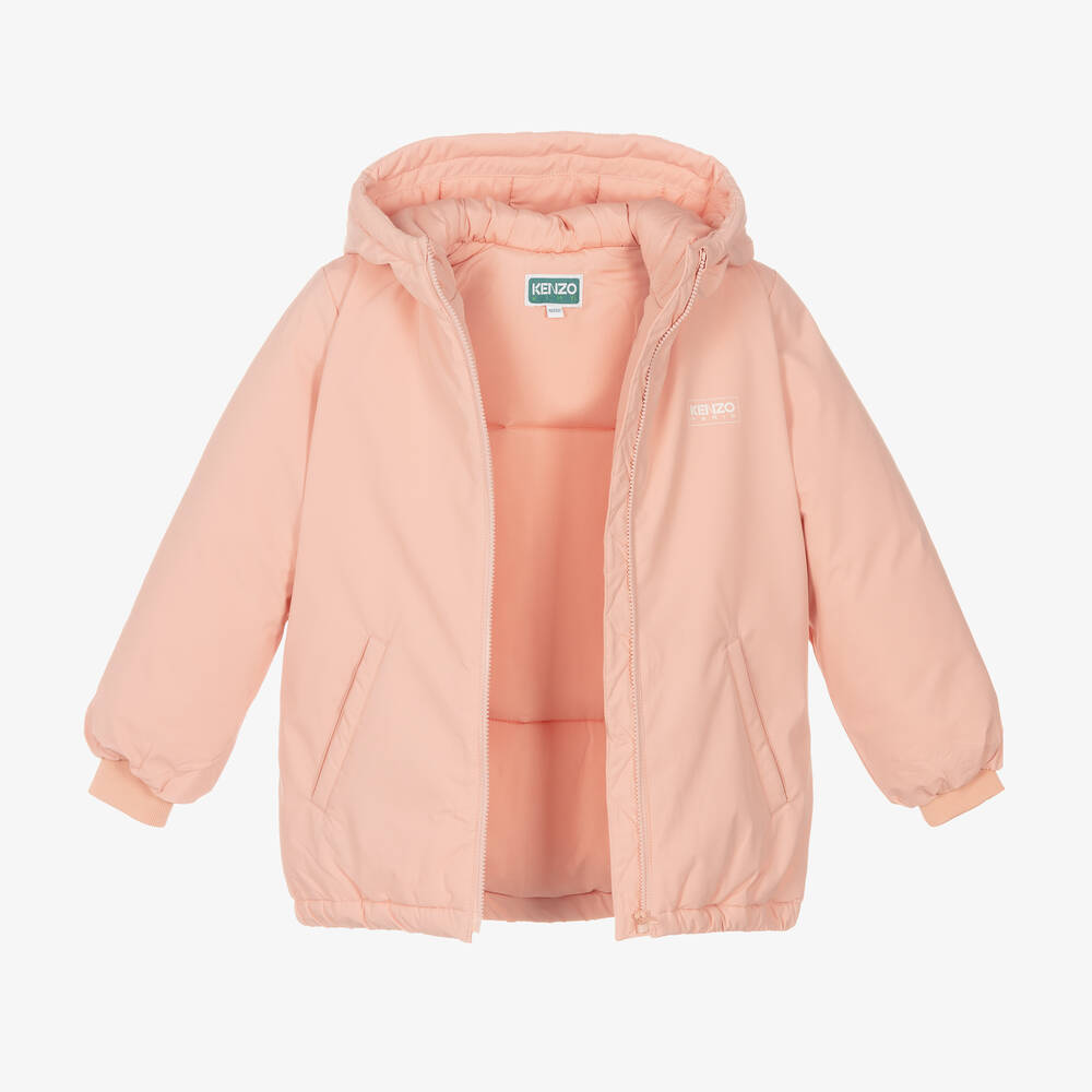 KENZO KIDS-Girls Pink Hooded Coat | Childrensalon Outlet