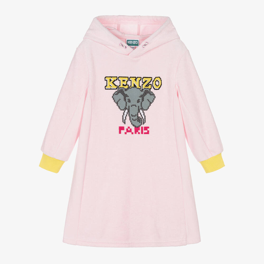 KENZO KIDS - Girls Pink Hooded Elephant Dress | Childrensalon