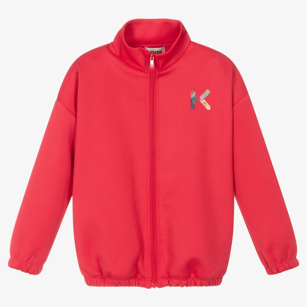 KENZO KIDS - Girls Pink Jersey Zip-Up Top | Childrensalon