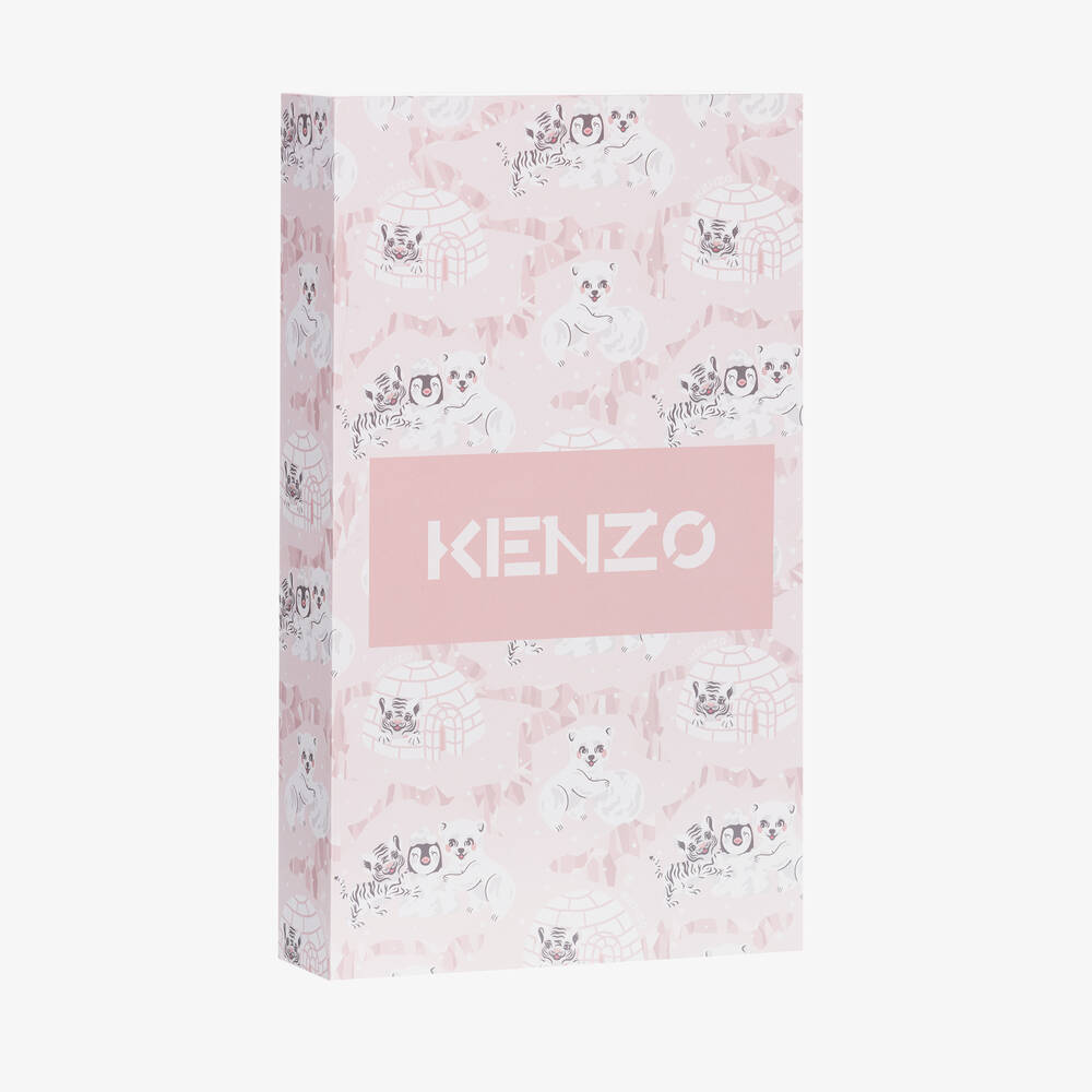 KENZO KIDS-طقم بِدلة أوفرول قطن لون زهري للمولودات | Childrensalon Outlet