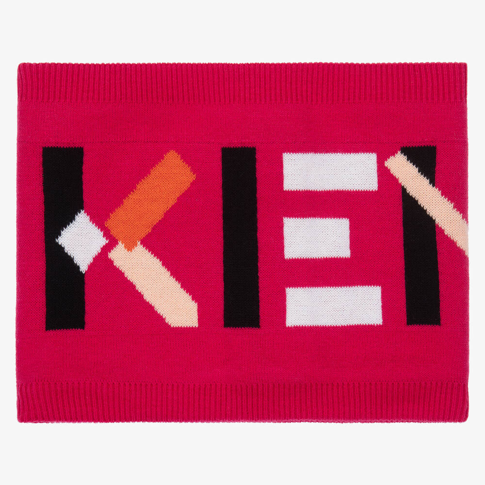 KENZO KIDS-Girls Pink Knitted Logo Snood | Childrensalon Outlet