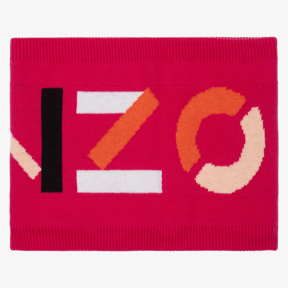 KENZO KIDS-Girls Pink Knitted Logo Snood | Childrensalon Outlet