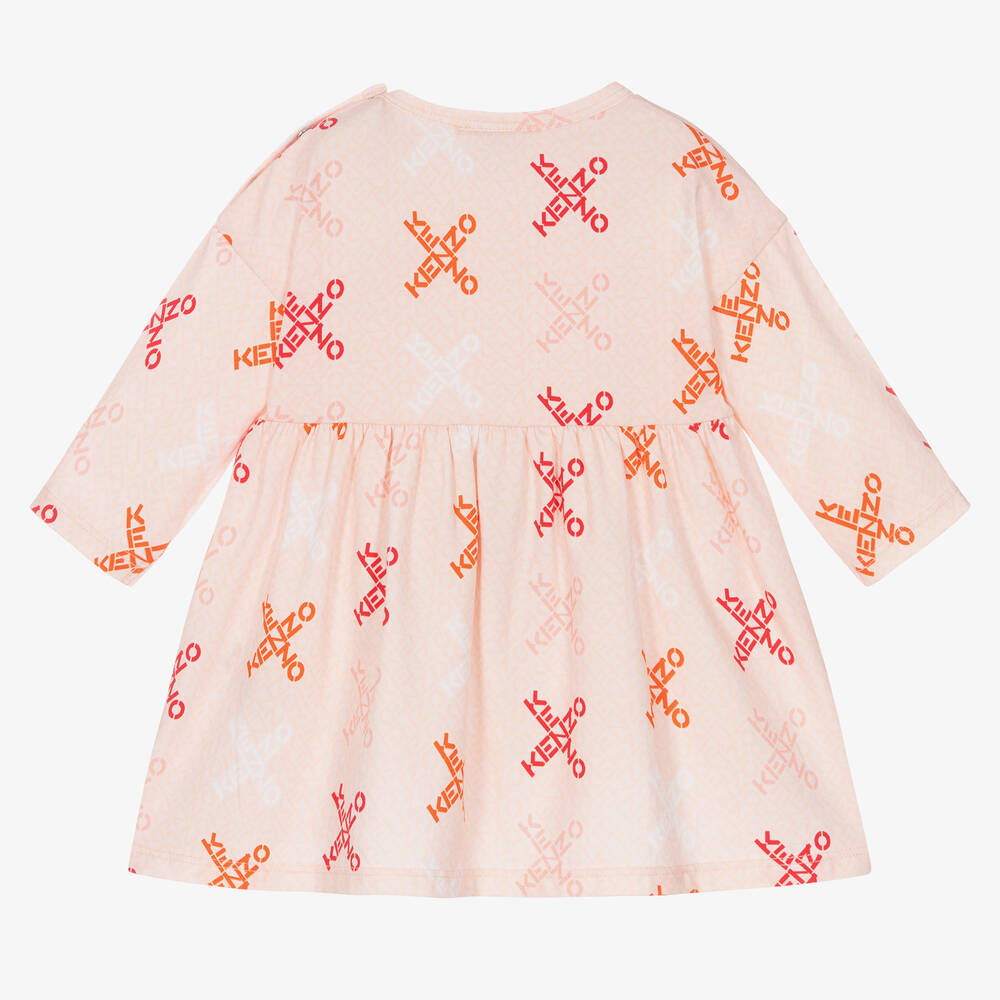 KENZO KIDS-Girls Pink Logo Cotton Dress | Childrensalon Outlet