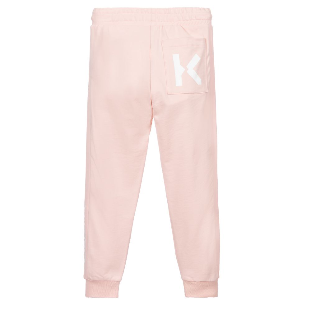 KENZO KIDS-Girls Pink Logo Cotton Joggers | Childrensalon Outlet