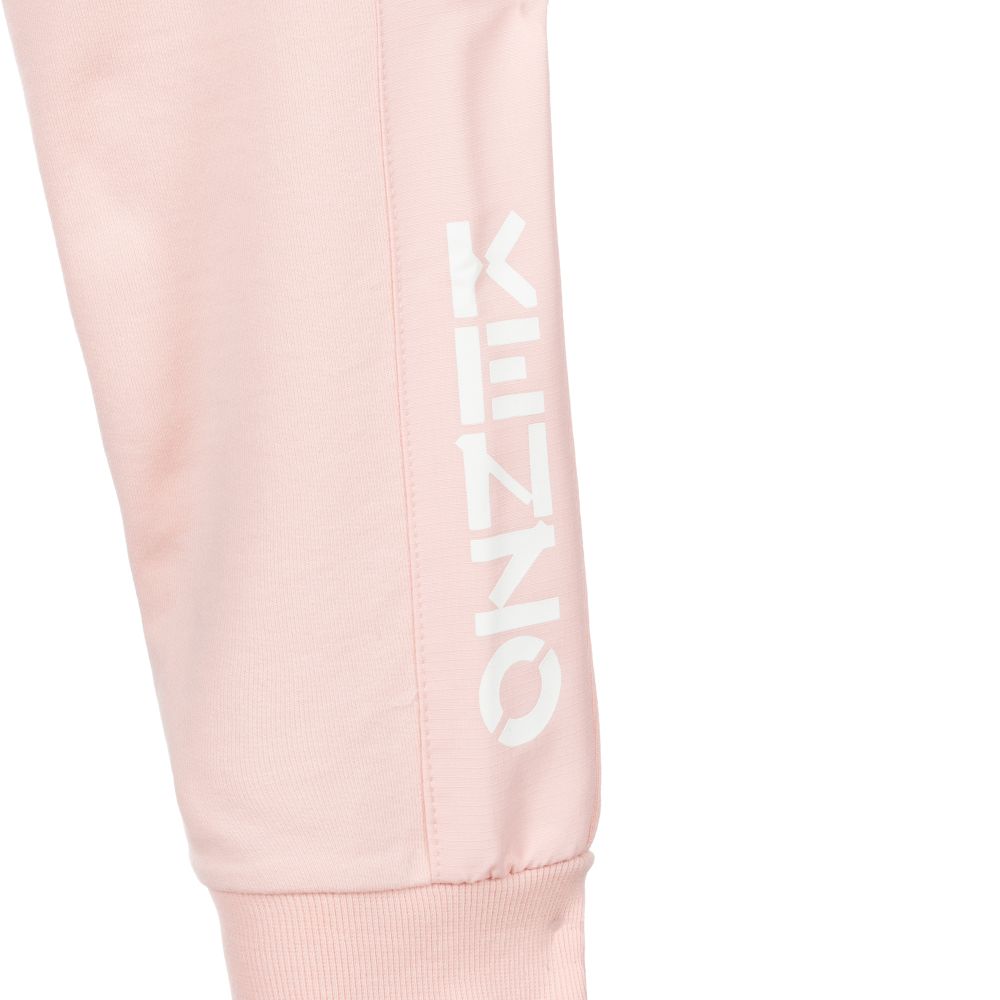 KENZO KIDS Girls Pink Logo Cotton Joggers Childrensalon Outlet