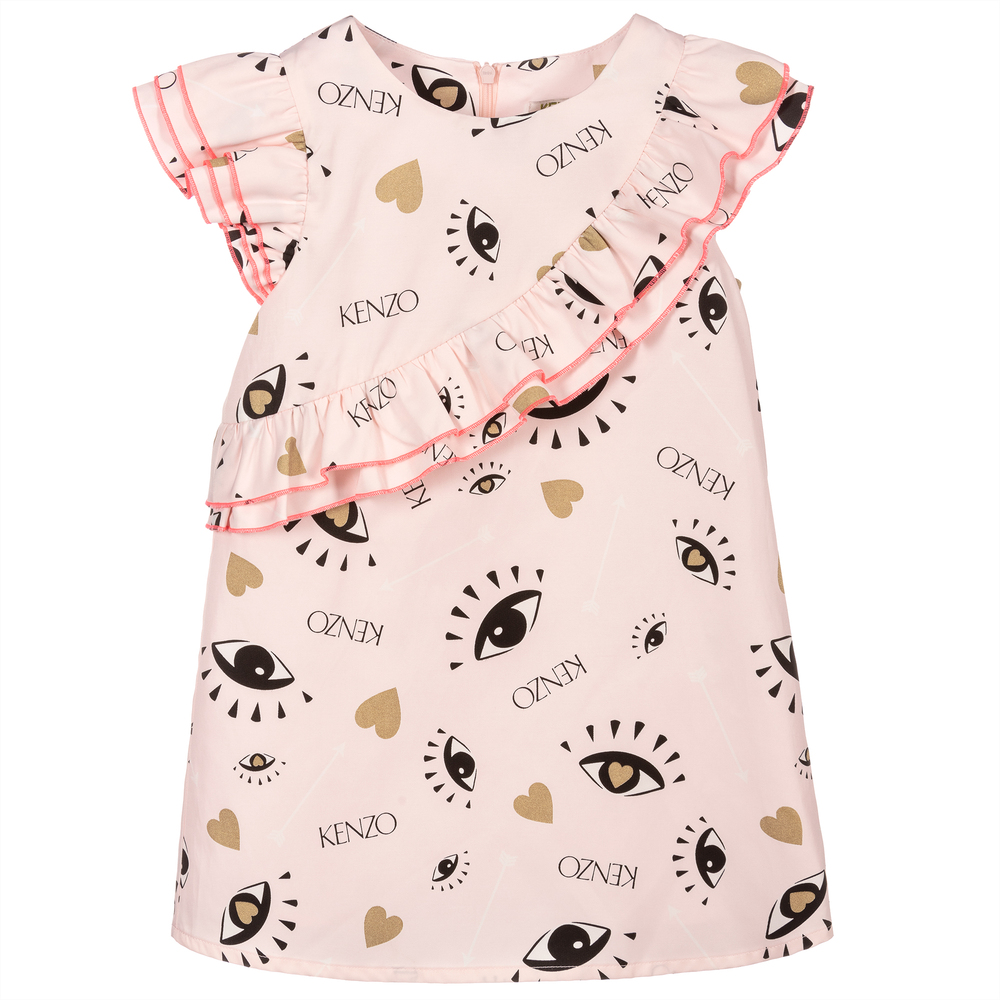 KENZO KIDS - Girls Pink Logo Dress | Childrensalon