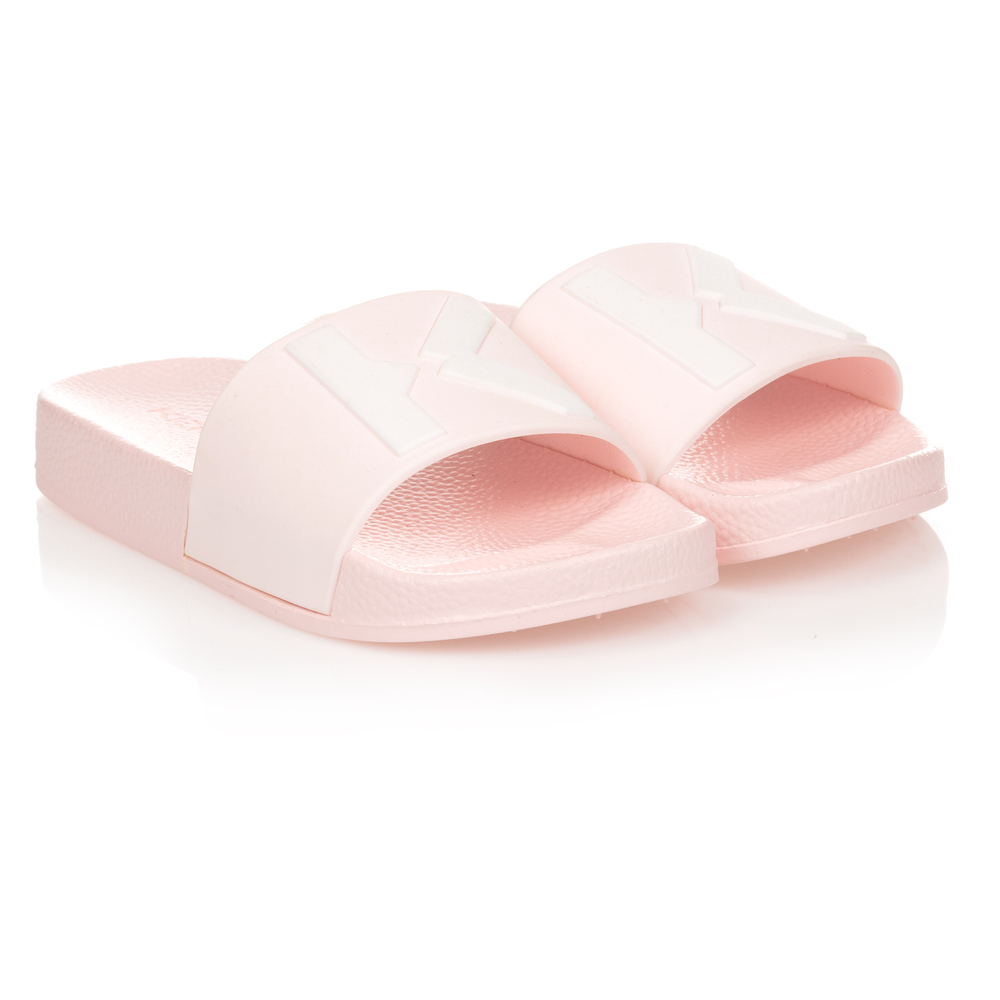 KENZO KIDS - Girls Pink Logo Sliders | Childrensalon