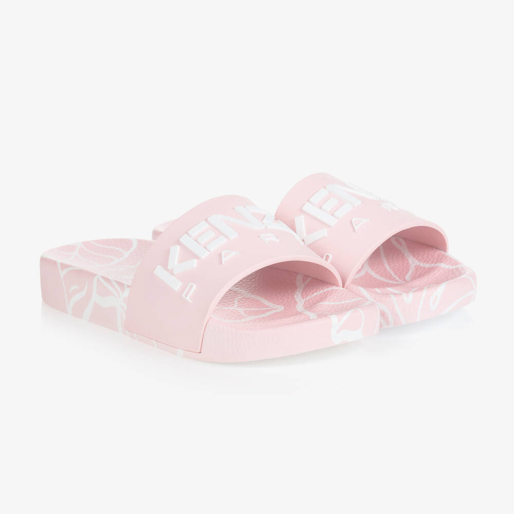 KENZO KIDS - Girls Pink Logo Sliders | Childrensalon