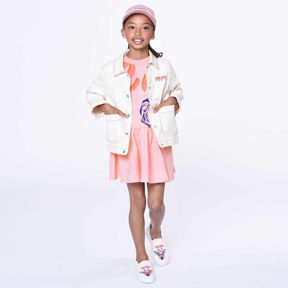 KENZO KIDS - Girls Pink Multi-Iconics Cotton Dress | Childrensalon Outlet
