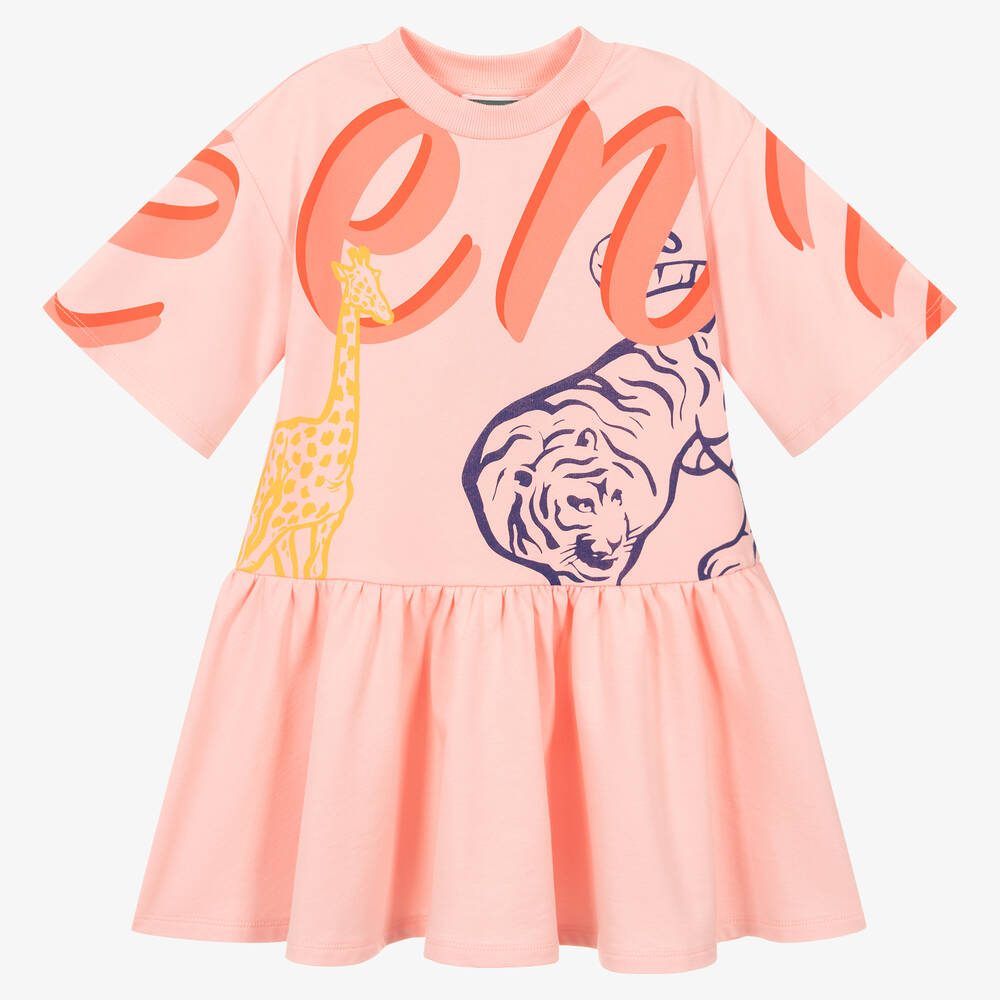 KENZO KIDS Robe rose en coton Multi Iconics Childrensalon Outlet