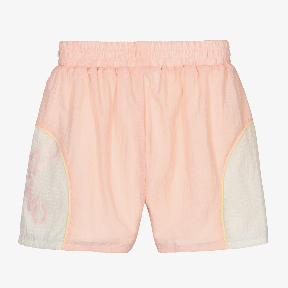 KENZO KIDS Girls Pink Nylon Logo Shorts