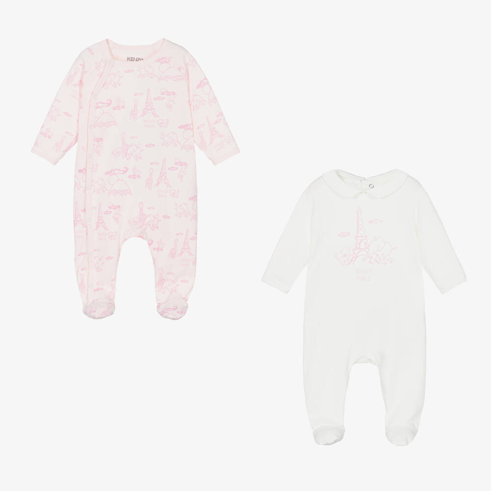 KENZO KIDS - Rosa Biobaumwoll-Strampler 2er-Pack | Childrensalon