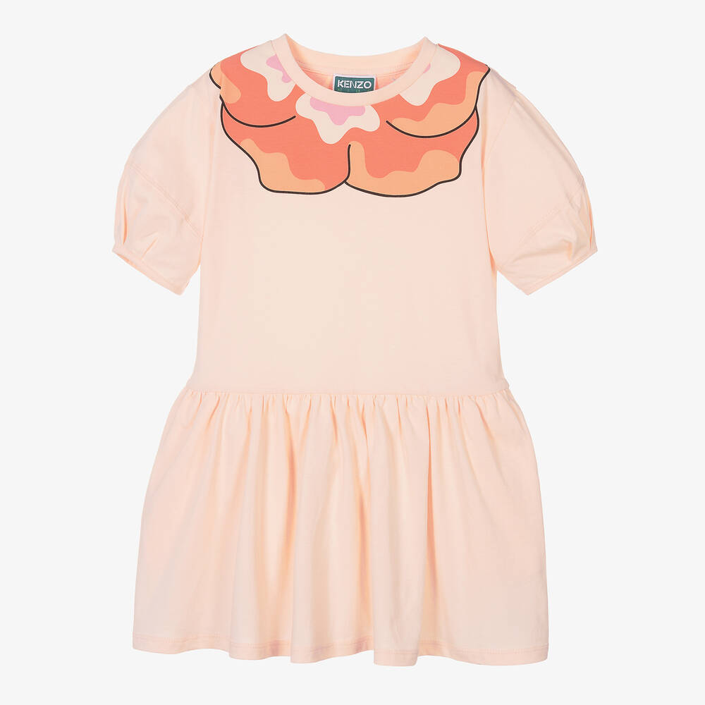 Girls Pink Organic Cotton Flower Dress