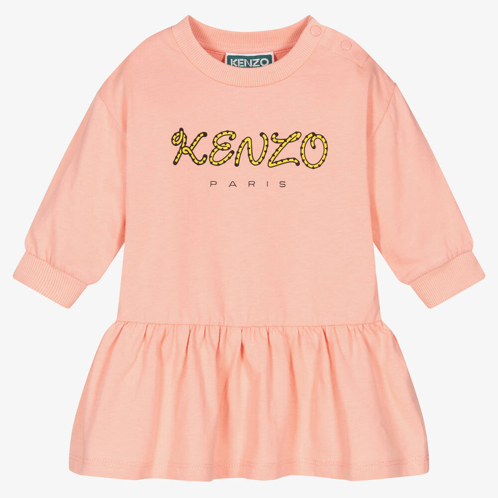 Girls Pink Organic Cotton Tiger Tail Dress