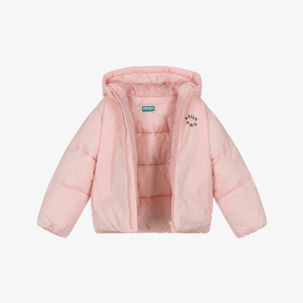 KENZO KIDS-Girls Pink Padded Lucky Tiger Jacket | Childrensalon Outlet