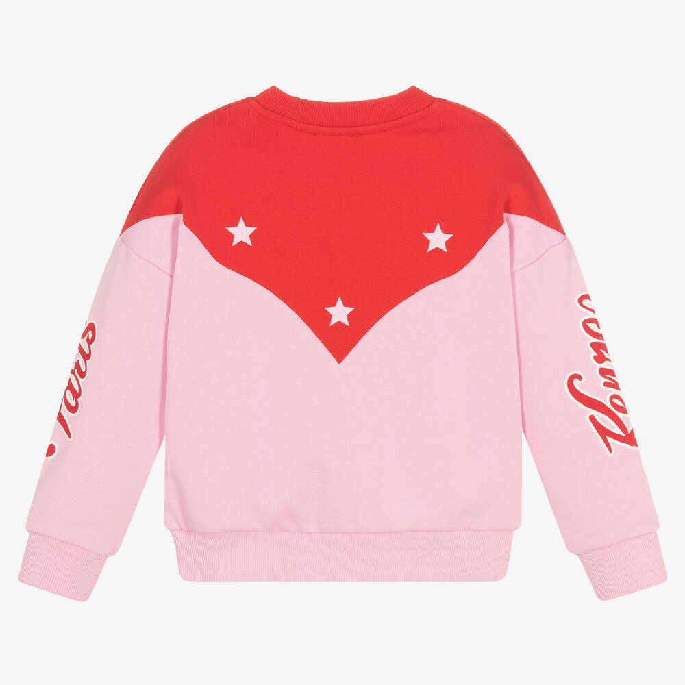 KENZO KIDS Sweat rose et rouge brode pour fille Childrensalon Outlet