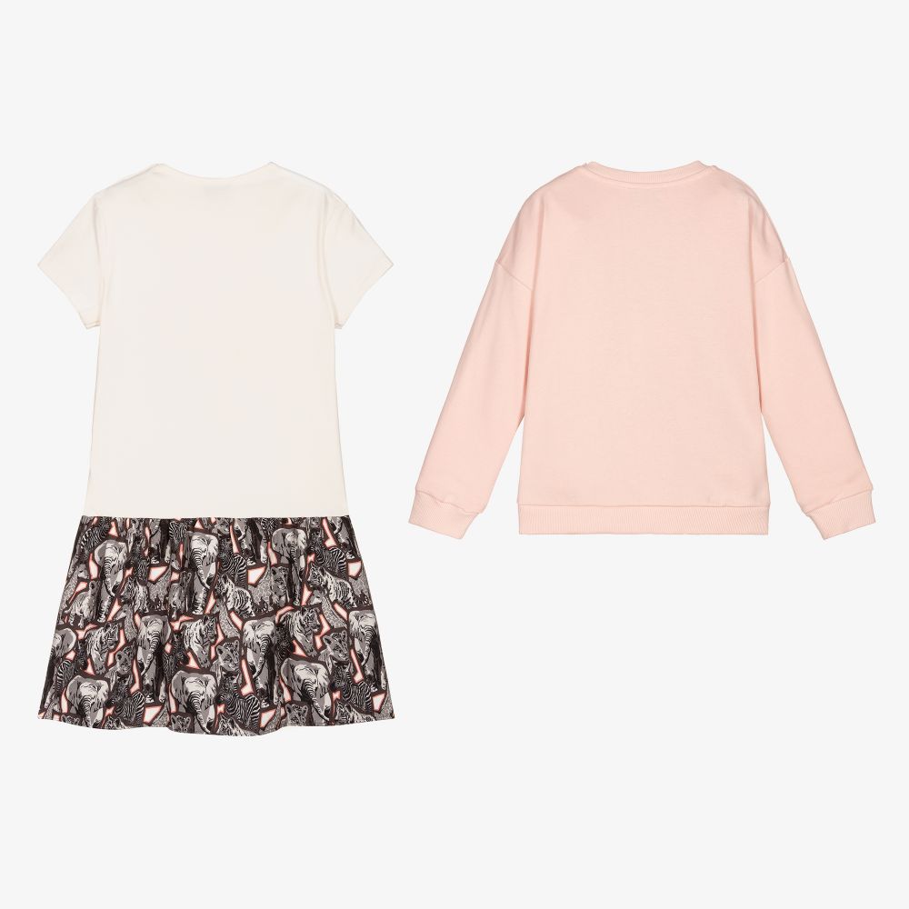 KENZO KIDS-Girls Pink Tiger Dress Set | Childrensalon Outlet